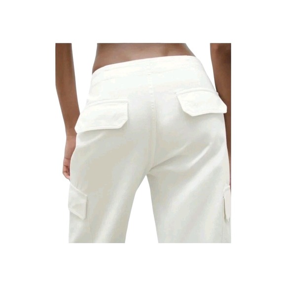 Zara TRF High Rise Straight Cargo Pants Oyster White Size 8 Preppy Nautical‎ - Picture 5 of 12